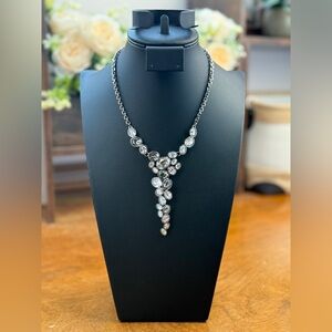 Swarovski Waterfall Necklace Clear & Smoky Grey Crystals, New, Authentic